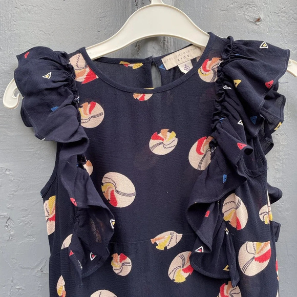 Stella McCartney Kids crepe navy frill  dress, Size 6 - Picture 3 of 7